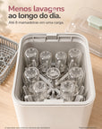 Organização ilustrativa de até oito mamadeiras por carga, conforme tamanho e disposição.