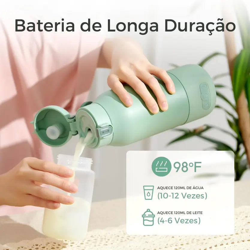 Garrafa Aquecedora de Leite Portátil com Bateria de Longa Duração