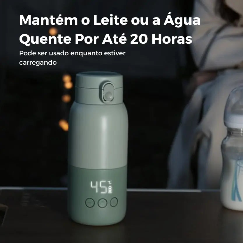 Garrafa Aquecedora de Leite Portátil que Mantém o Leite ou Água Aquecido Por até 20 Horas