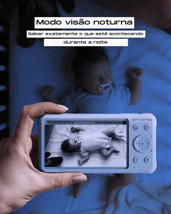 Vision Baby - Babá Eletrônica com Monitor de Vídeo, Alertas de Som e Visão Noturna